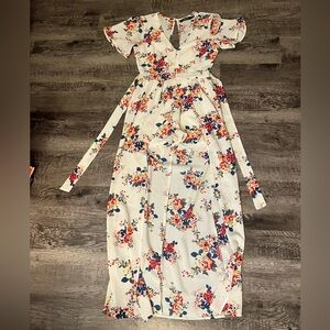 Floral romper with cape